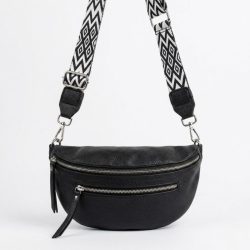   Dámska taška cez rameno so vzorovaným popruhom – čierna Taška-016