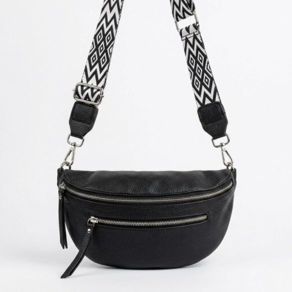 Dámska taška cez rameno so vzorovaným popruhom – čierna Taška-016