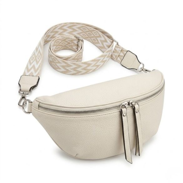 Dámska taška cez rameno so vzorovaným popruhom - béžová Taška-017