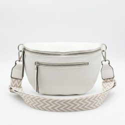   Dámska taška cez rameno so vzorovaným popruhom a predným vreckom – biela Taška-018
