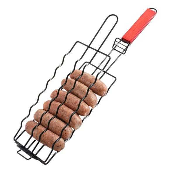 Nepriľnavý rošt na grilovanie hotdogov a klobás s drevenou rukoväťou UA12689076