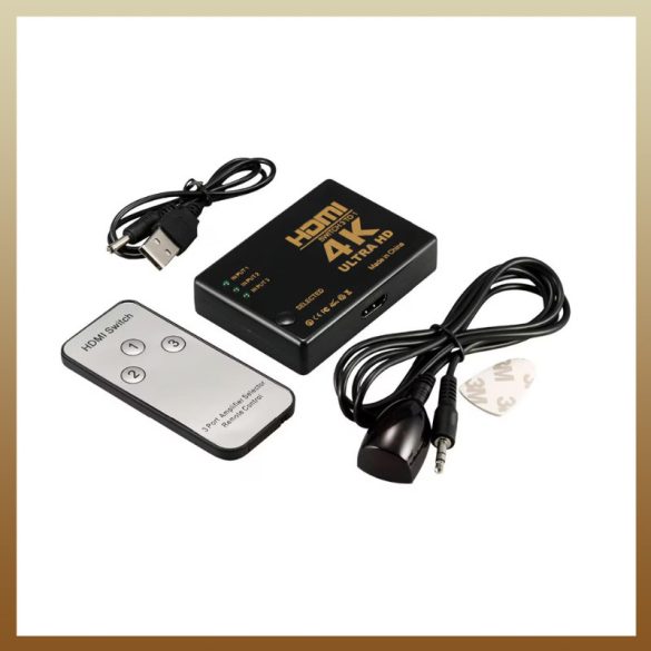 HDMI prepínač 2.0 HDCP 2.2, 4Kx2K @ 60Hz, RGB 4: 4: 4, HDR10, 3 vstupy 1 výstup, IR diaľkové ovládanie UH-501