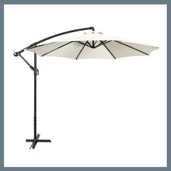   Záhradný slnečník – priemer 300 cm, naklápací, oceľová konštrukcia, vodoodolný, biely UM002W
