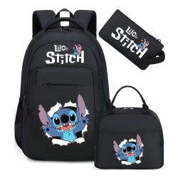   3-dielna sada tašiek Disney Stitch – batoh + taška na desiatu + puzdro na ceruzky BLACK UM2907055-F