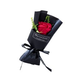   Mini kyticu ruží „Premium Romance“ – červená ruža v čiernom papieri UU584697-P