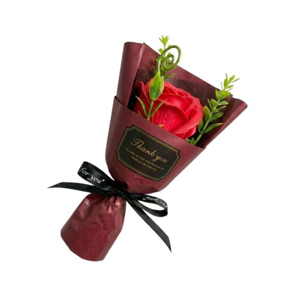 Mini kyticu ruží z mydla „Red Passion“ – burgundský papier UU584697-V
