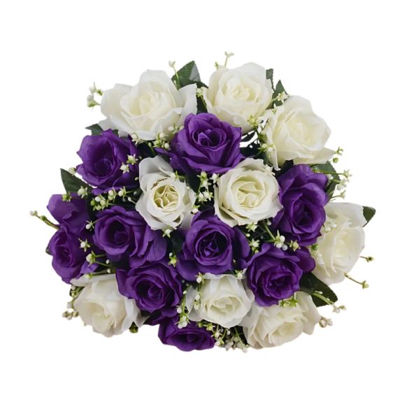 Umelý veniec s fialovými a bielymi ružami 1 kus UW2108327