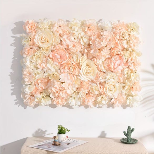 Elegantný nástenný panel s umelými kvetinami – ruže a pivoňky (30 x 40 cm) UW547921-3