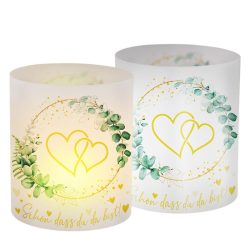   Sada 6 ks romantických stolných lampášov – s motívom eukalyptu a srdca UW701595