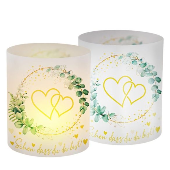 Sada 6 ks romantických stolných lampášov – s motívom eukalyptu a srdca UW701595