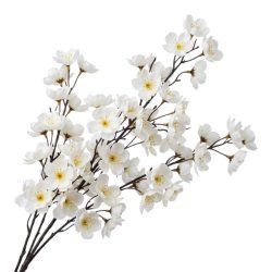 Biela vetvička umelej kvetiny s žltým stredom V-01F