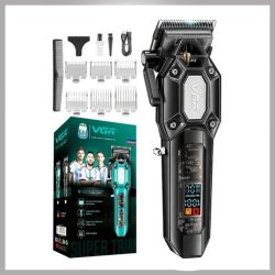   Profesionálny strojček na vlasy VGR V-600 s LED displejom, čierny/zelený