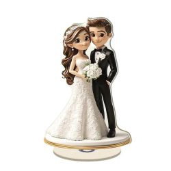   Elegantná 2D akrylová svadobná figúrka – s podstavcom otočným o 360 stupňov VD12360582