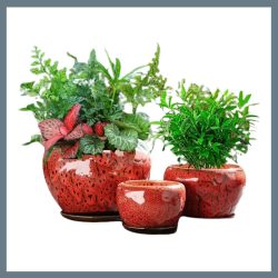 Keramická sada kvetináčov – 3 ks, červená VM1764362-3