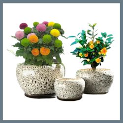   Keramická sada kvetináčov – 3 ks, krémovo biela VM1764362-4