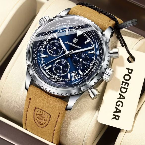 Pánske športové chronografické hodinky striebro-modré VP6273124-EK