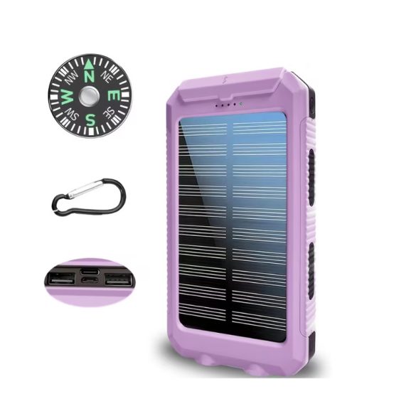 HXEternal 20000mAh powerbanka so solárnym panelom, fialová VT9493185-L