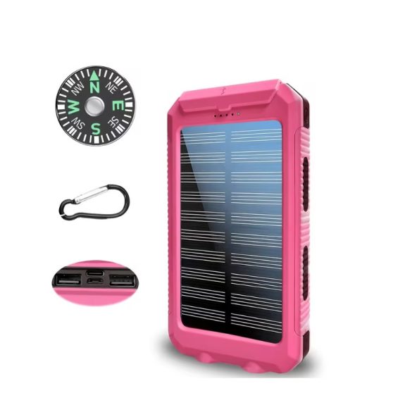 HXEternal 20000mAh powerbanka so solárnym panelom, ružová VT9493185-R