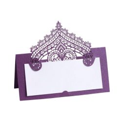 Fialová čipková menovka – sada 50 ks VV05330-P