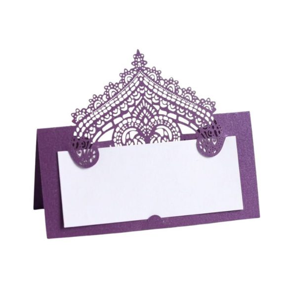 Fialová čipková menovka – sada 50 ks VV05330-P