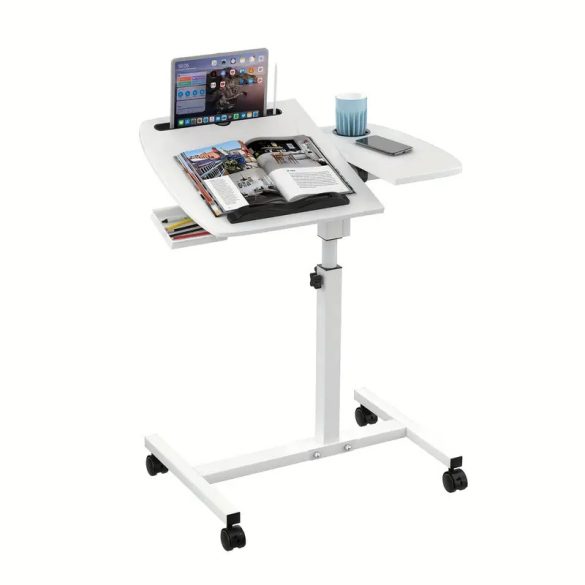 Multifunkčný stolík pod notebook s nastaviteľnou výškou a kolieskami, biely VY2818494