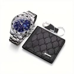   3-dielna luxusná pánska darčeková sada hodinky peňaženka a prívesok na kľúče VY5639389