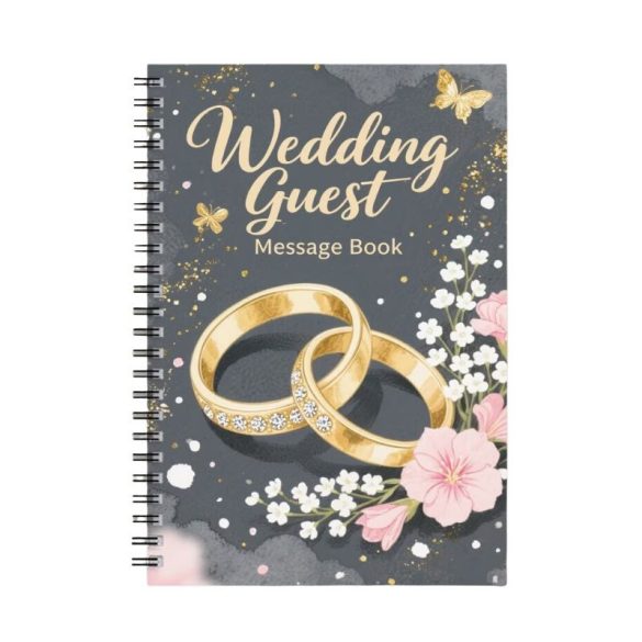 Prémiová svadobná kniha hostí a pamätník – dizajn so zlatým prsteňom WB7436379
