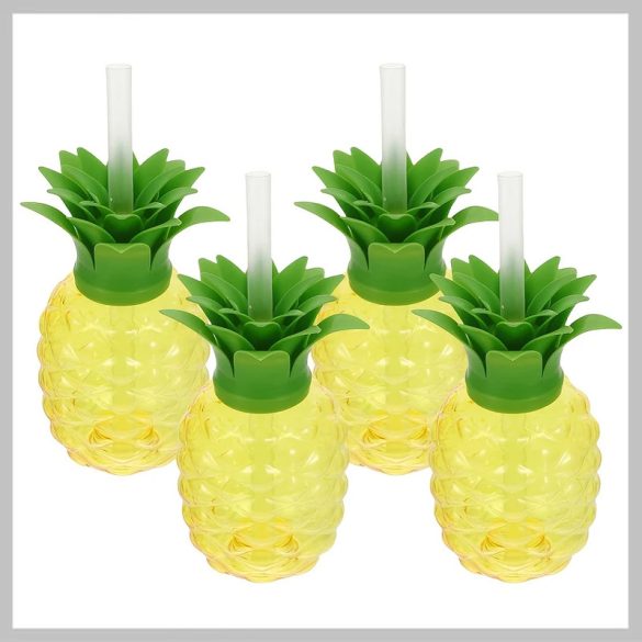 Sada pohárov v tvare ananásu – 4 kusy, so slamkami WF1356143-4A
