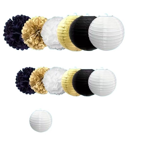 13-dielna Súprava Párty Dekorácií – Papierové Lampióny a Pom-pomy WJ1835219