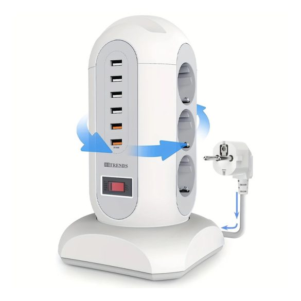 15 v 1 Viacvýstupová otočná zásuvka s USB portami – biela WM1104434-F