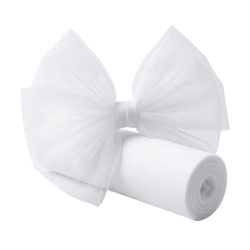   Extra dlhá biela dekoratívna sieťovina a tyl – 590 cm WP7697564