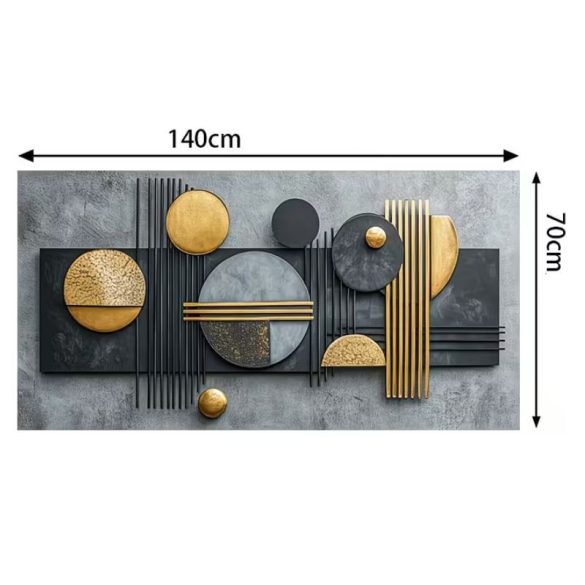 Moderný geometrický obraz na plátne v zlatých a čiernych farbách WP9985125