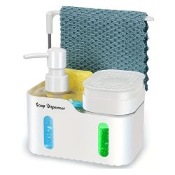   Dávkovač prostriedku na umývanie riadu pre kuchynský drez s držiakom na špongiu – biely WX7379253-2