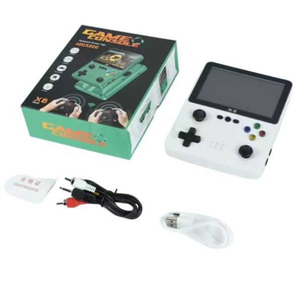 Retro prenosná herná konzola X8 – 4" IPS HD displej (640×480) (biela) X8FH