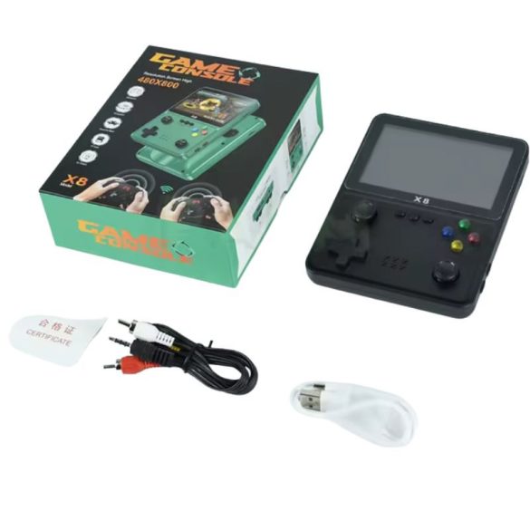 Retro prenosná herná konzola X8 – 4" IPS HD displej (640×480) (čierna) X8FK