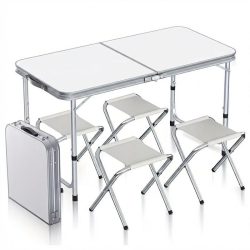   Skladací kempingový set – stôl 120 cm + 4 stoličky XJ3238736