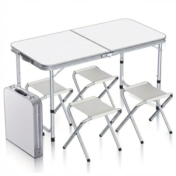 Skladací kempingový set – stôl 120 cm + 4 stoličky XJ3238736