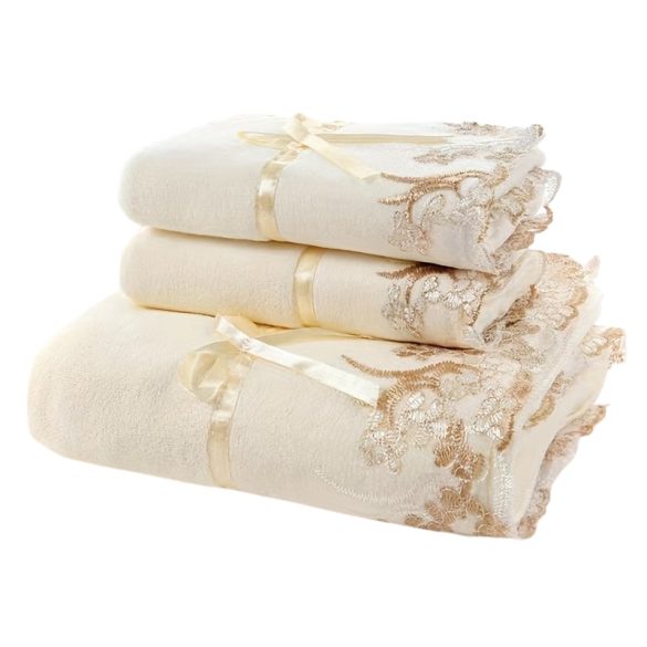 Sada 3 ks čipkovaných uterákov – biela XK270787-2