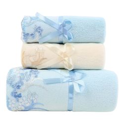   Sada 3 ks čipkovaných uterákov – modrá a biela XK270787-4