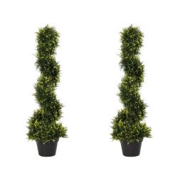   2-dielna sada umelých cédrových stromčekov v tvare špirály – 90 cm XT9826139