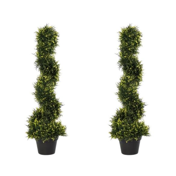 2-dielna sada umelých cédrových stromčekov v tvare špirály – 90 cm XT9826139