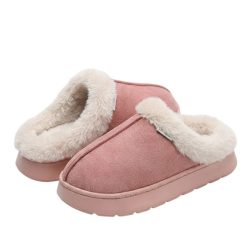   Módne dámske papuče s plyšovou podšívkou, ružové – hrubá EVA podrážka XV3628746-3