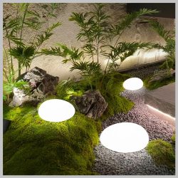   IP44 solárna záhradná lampa – dekoratívne vonkajšie svietidlo s kamenným efektom