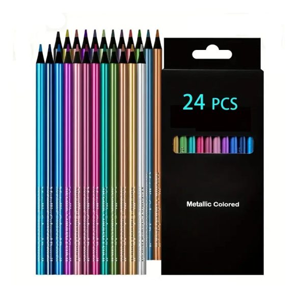Sada metalických farebných ceruziek – 24 ks XY3304298-2