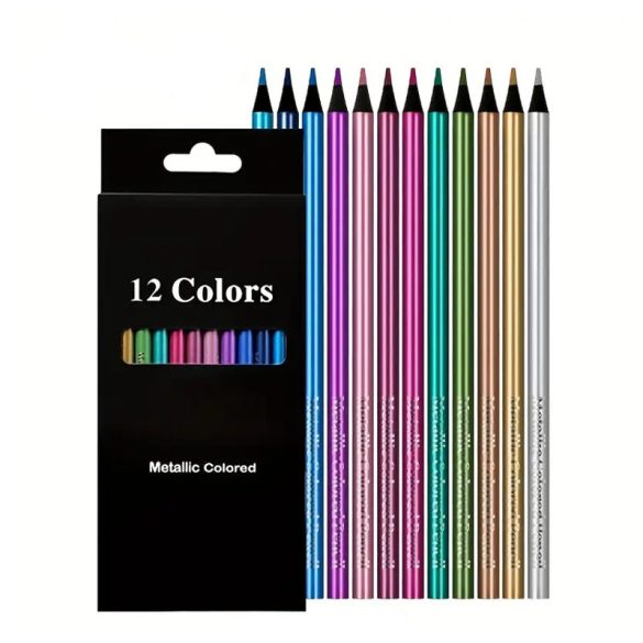 Sada metalických farebných ceruziek – 12 ks XY3304298