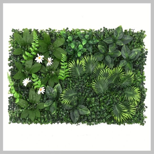 Panel umelej zelenej rastlinnej steny – realistické paprade a kvety, 40 × 60 cm YC1823562