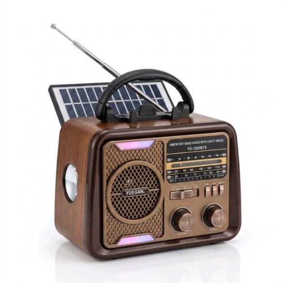 Yuegan Retro solárne rádio s celosvetovým príjmom a Bluetooth reproduktor YG-7080BTS
