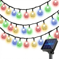   Viacfarebná (Multicolor) solárna svetelná reťaz s krištáľovými guľami YN1935866-MC