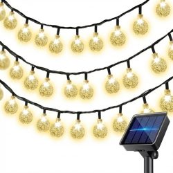   Teplá biela (Warm White) solárna svetelná reťaz s krištáľovými guľami YN1935866-WW