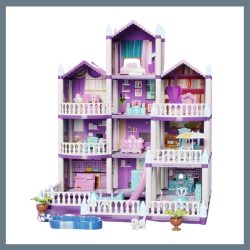   Fialový domček pre bábiky – 3 poschodia, 13 izieb YN2543709
